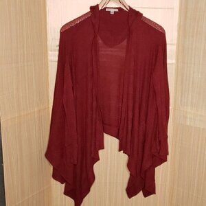 American Eagle Women's Dark Red Hooded Thin Cardigan Sweater Small
